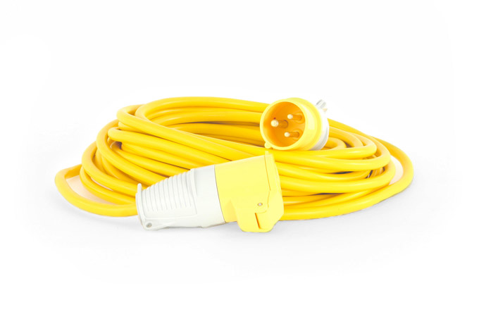 A 14 Metre long 110V 16Amp extension lead (2.55mm&sup2; yellow arctic cable) for linking our floodlights.